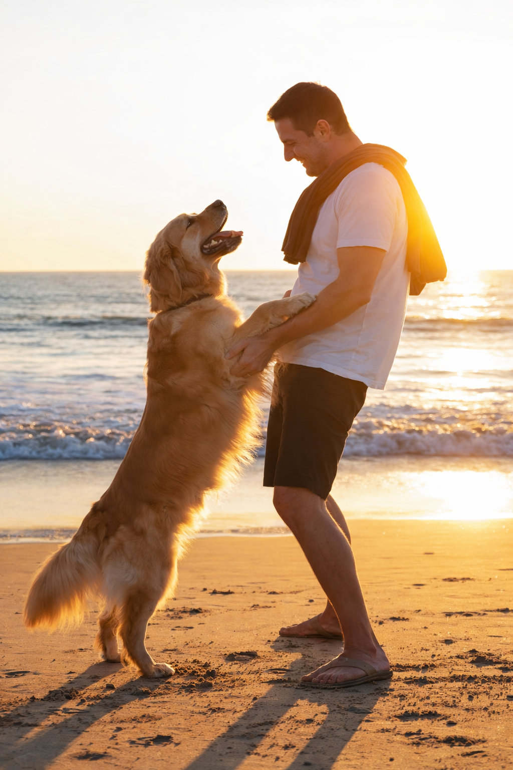 Blije hond op het strand