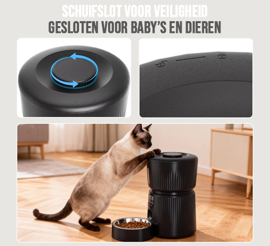 Elegante Automatische Voerbak Kat - 3L - Zwart 3