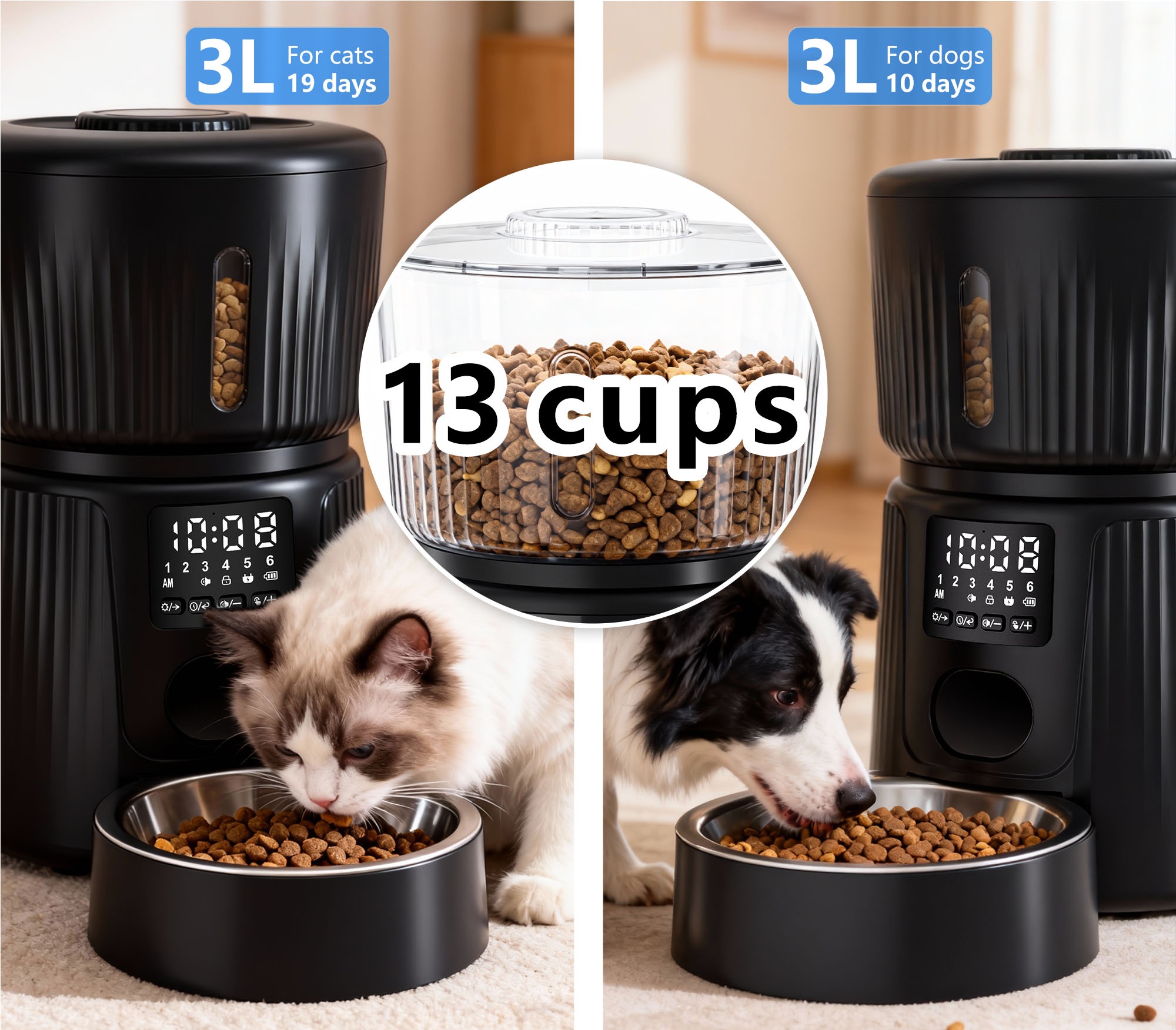 Elegante Automatische Voerbak Kat - 3L - Zwart 4