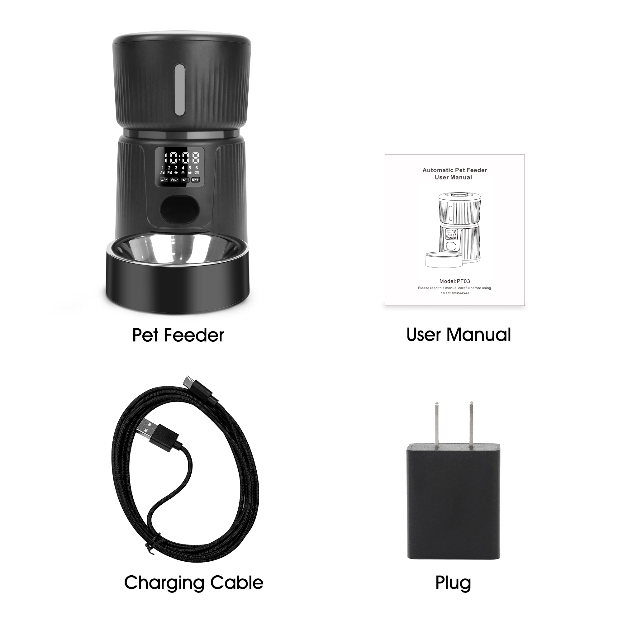 Elegante Automatische Voerbak Kat - 3L - Zwart 5